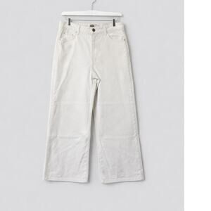 Ann Taylor Wide Leg Crop Jeans High Rise White Denim Modern Fit Size 12